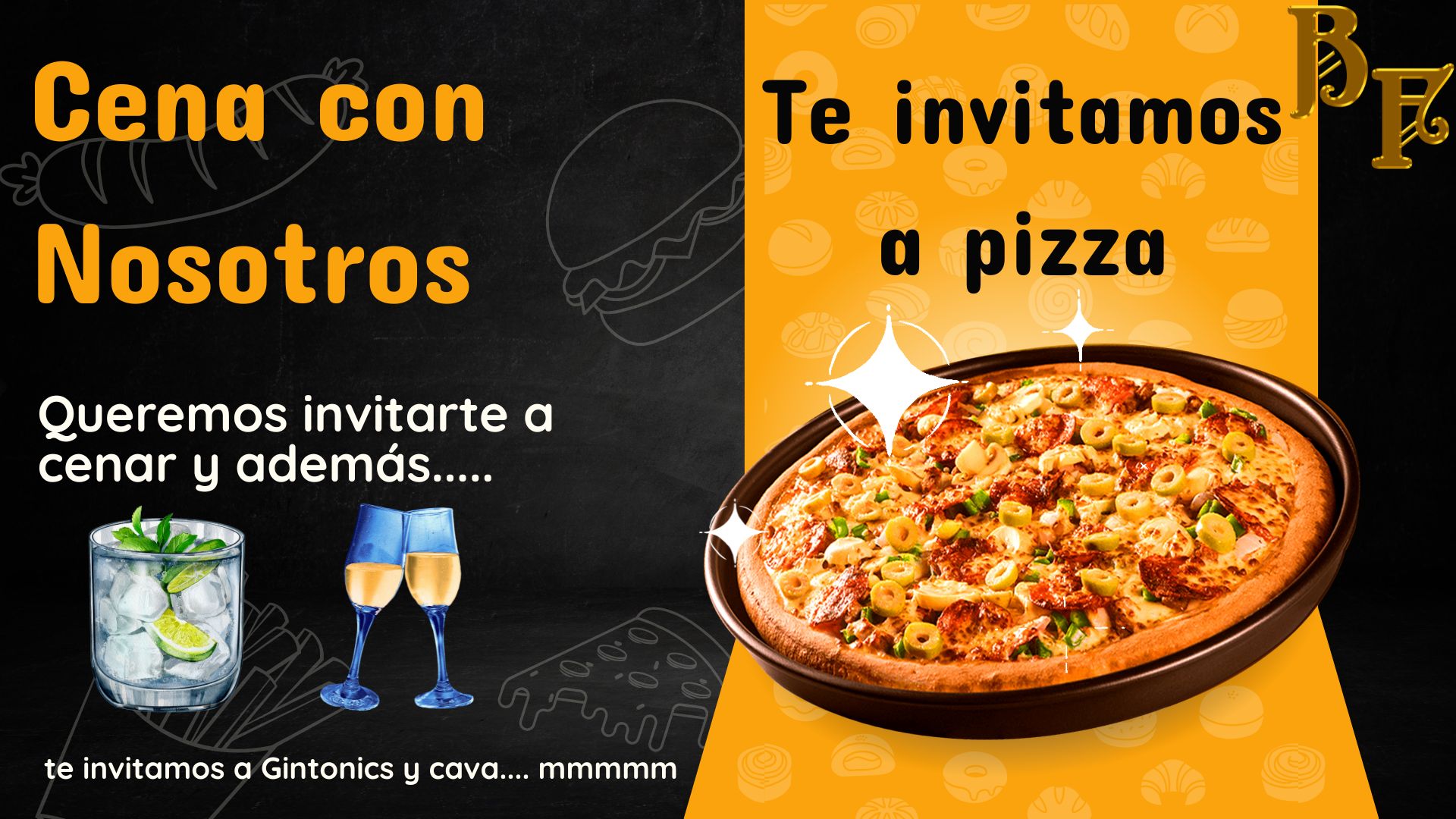Cena con Nosotros en Bingo PobleNou, pizza, gintonics y cava