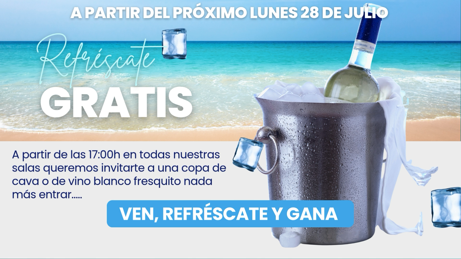 Todos los días de Agosto - Cava o copa de vino blanco gratis a partir de las 17:00h